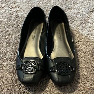 Christian Siriano Black Flats with Medallion Detail
